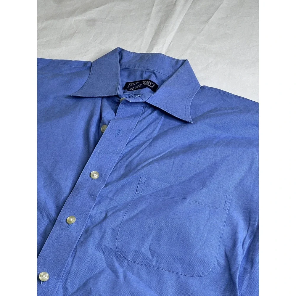 Lands' End Mens Dress Shirt Blue Long Sleeve Button Down 15.5‎ 32